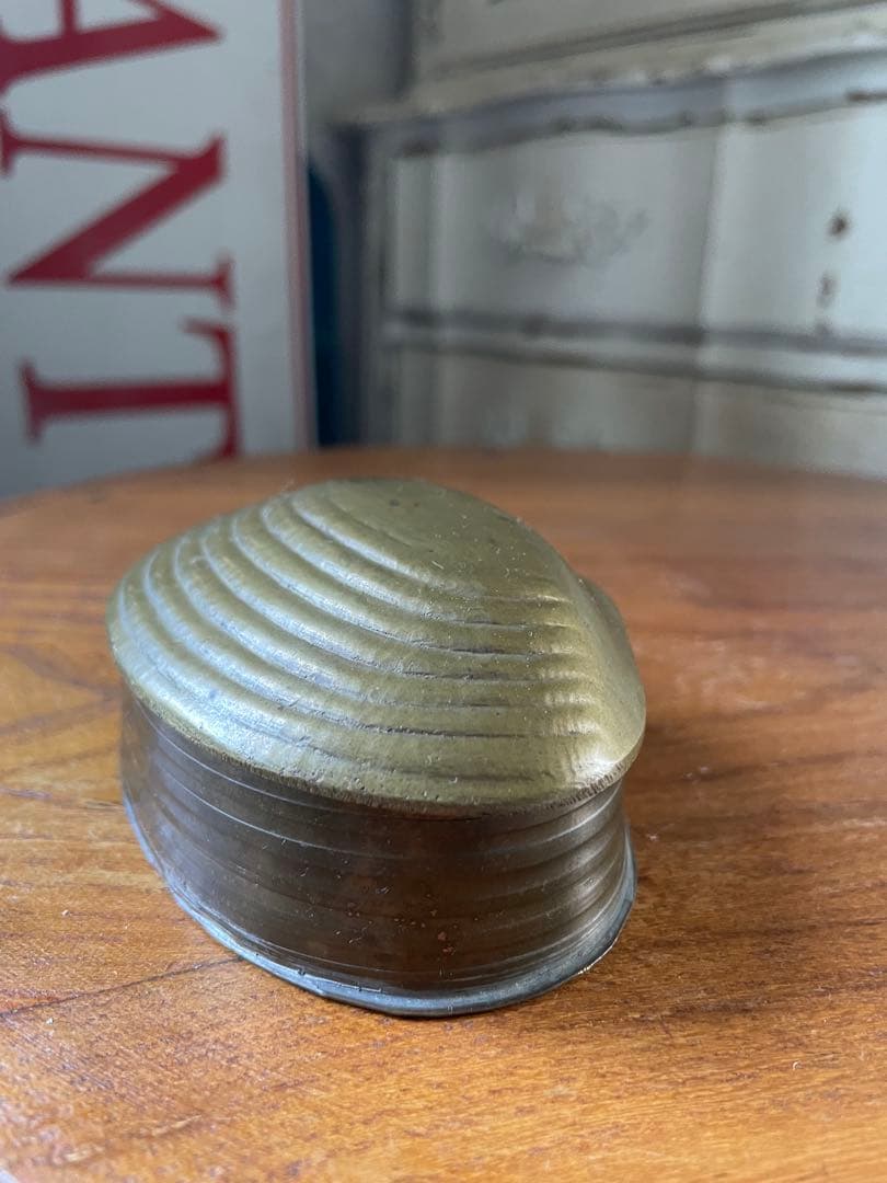 アンティーク　シェル形　真鍮　ジュエリー　アクセサリー　ロザリオ　ボックス　入れ