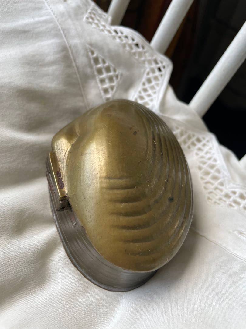 アンティーク　シェル形　真鍮　ジュエリー　アクセサリー　ロザリオ　ボックス　入れ