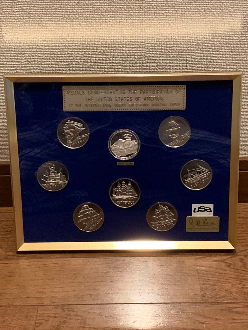 沖縄国際海洋博覧会アメリカ合衆国参加公式の記念メダル　純銀1枚　新品未使用品