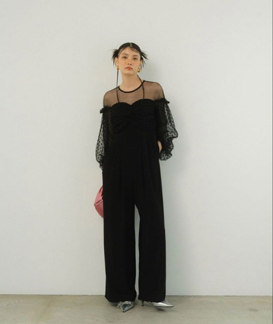 【美品】ANDRESD/アンドレスドオールインワン　パンツドレス　ブラック　Ｍ