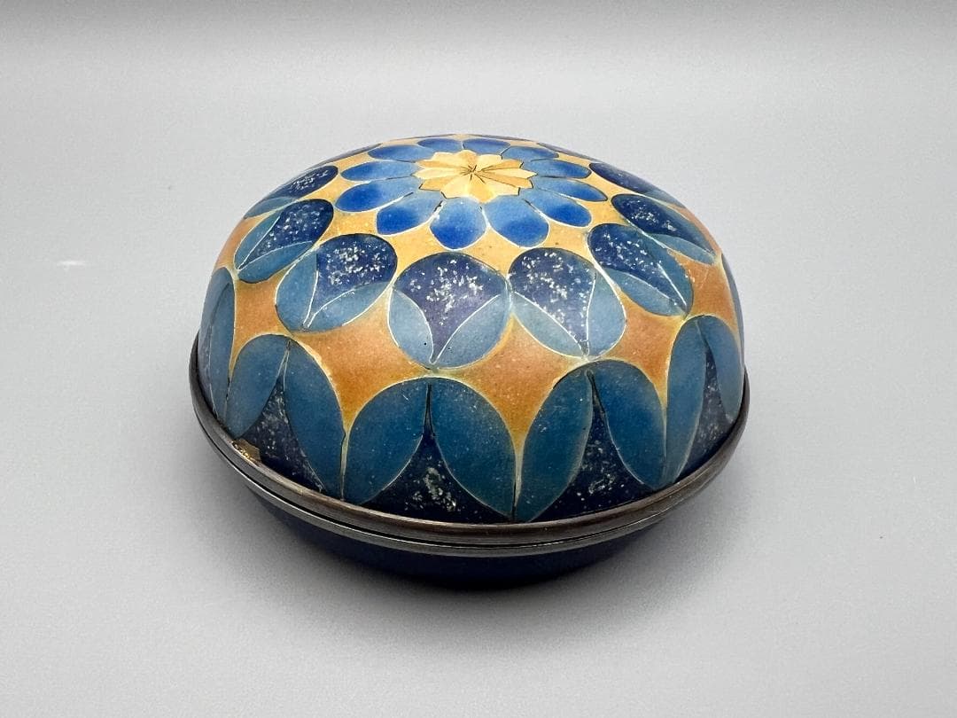 有線七宝蓋物　北原上子作　在銘　香合　重量約174.5g