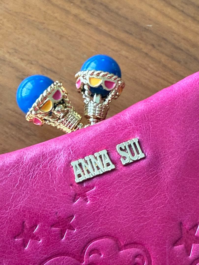 ANNA SUI アナスイ　本革がま口二つ折り財布