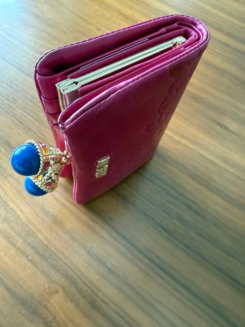 ANNA SUI アナスイ　本革がま口二つ折り財布