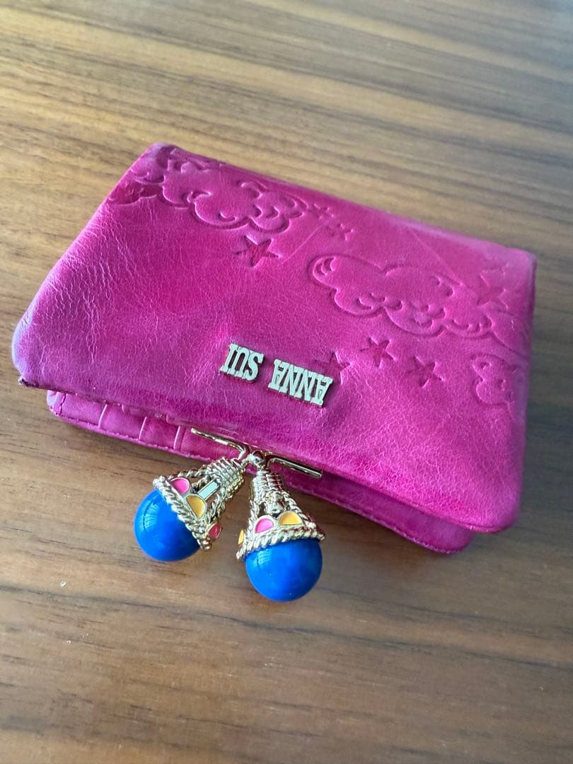 ANNA SUI アナスイ　本革がま口二つ折り財布
