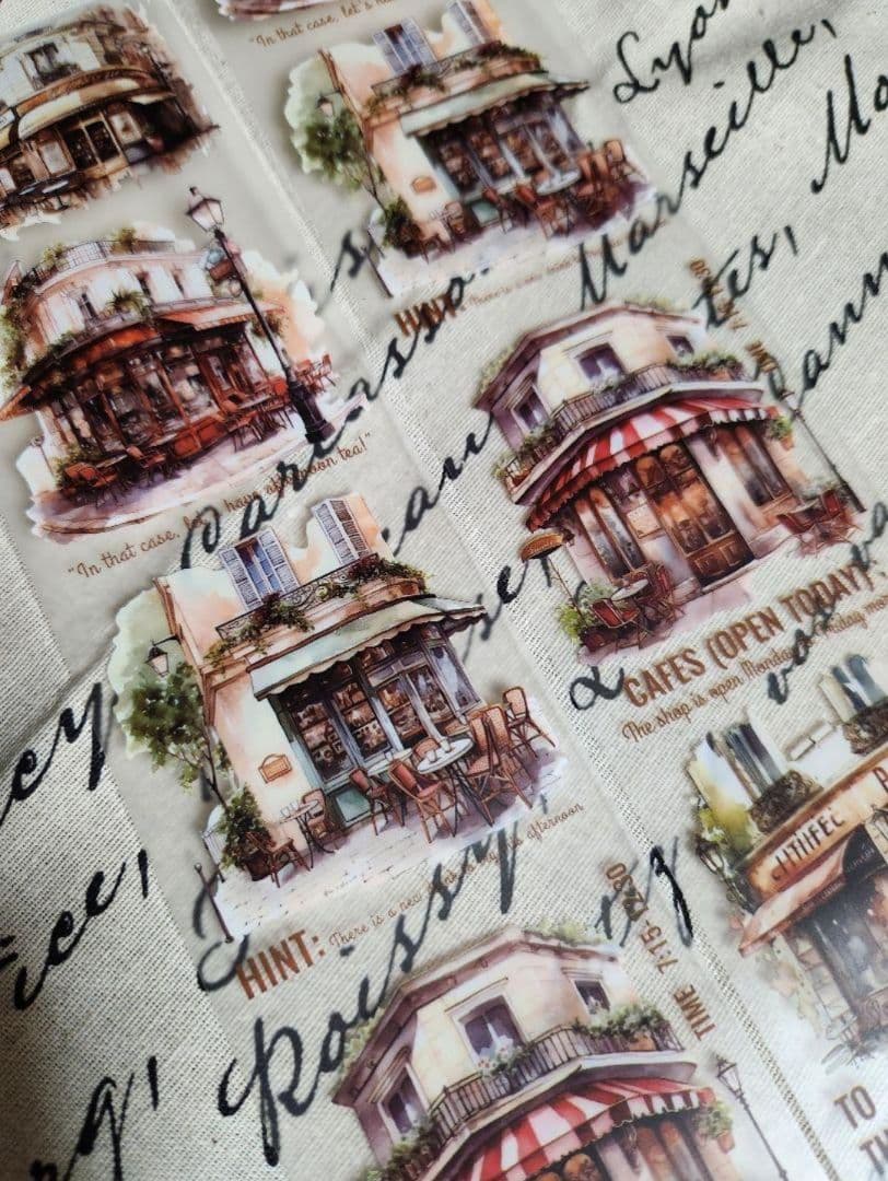 コラージュ マステ 背景 Cafe 街 人物 2ループ 切売り おすそ分け