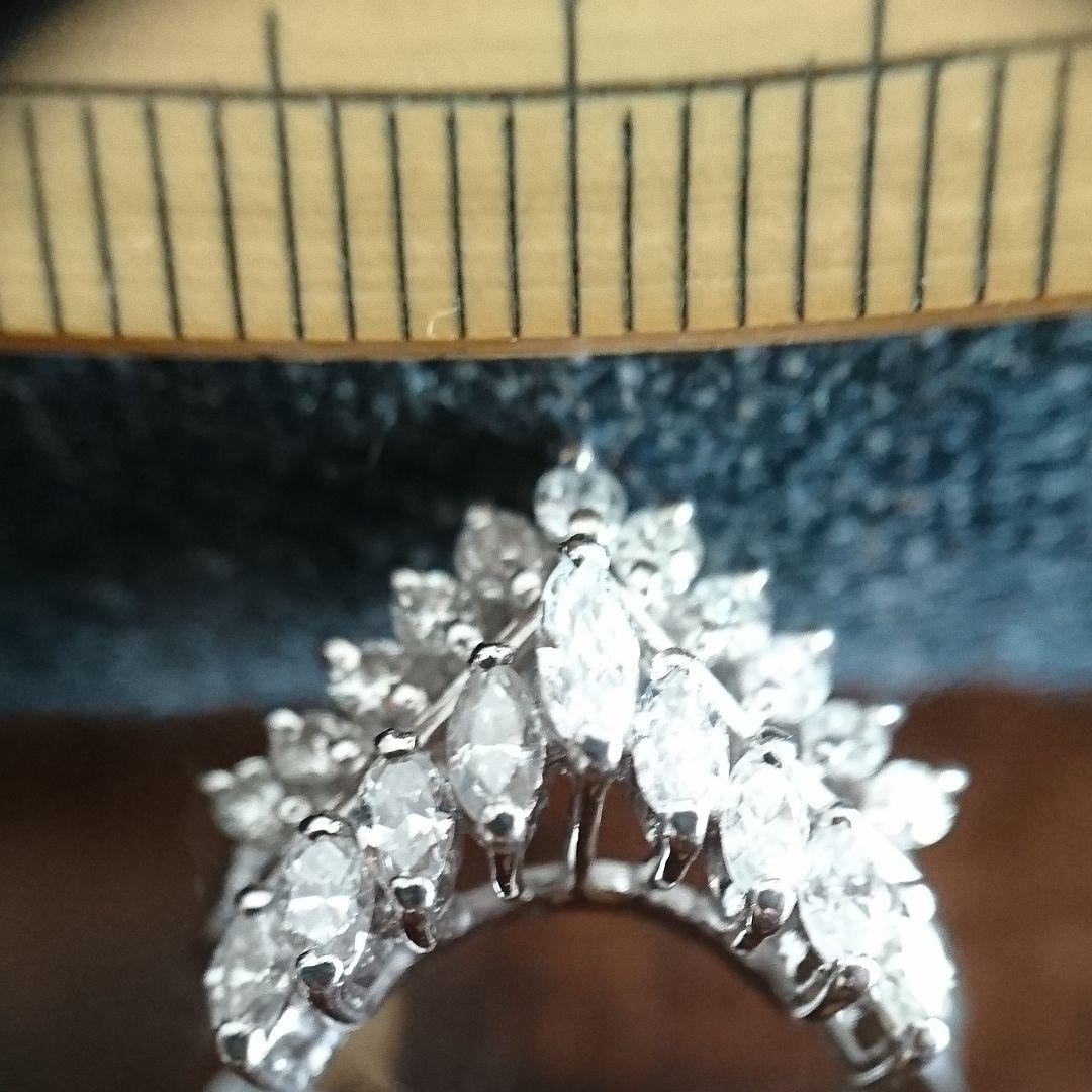 ヴィンテージプラチナ９００天然ダイヤモンドⅤ字リングダイヤ0.47ct0.25c