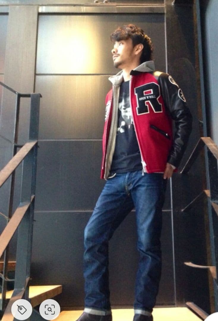 ☆極美品☆羊革ラム袖レザー❕【ROCK 'n roll❗】サガラ刺繍わっぺん♪