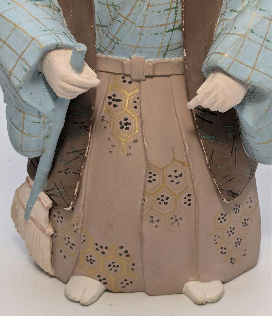 戸倉侶隺 御庭焼 尉姥 共箱 高砂人形 色絵陶器人形 置物 縁起物 後楽園焼