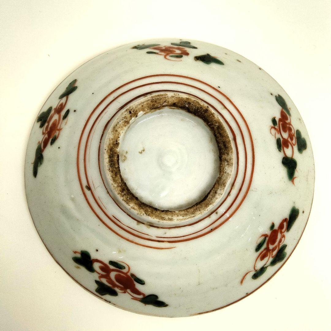 M274 中国 南京赤絵鳳凰文盤 平鉢 明時代 中皿 直径14㎝