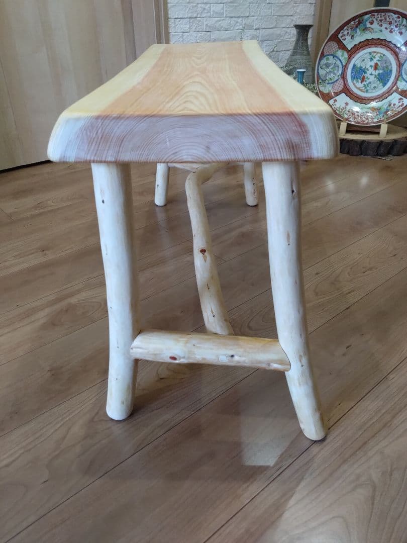 檜のベンチ（55）　かかのりになります❕❕耳付き、脚は檜の枝