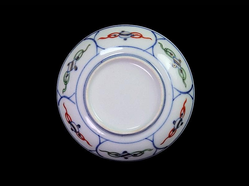 大聖寺伊万里　染錦　割絵　菊に笹の図　４寸皿　５枚　1592AS-DAc