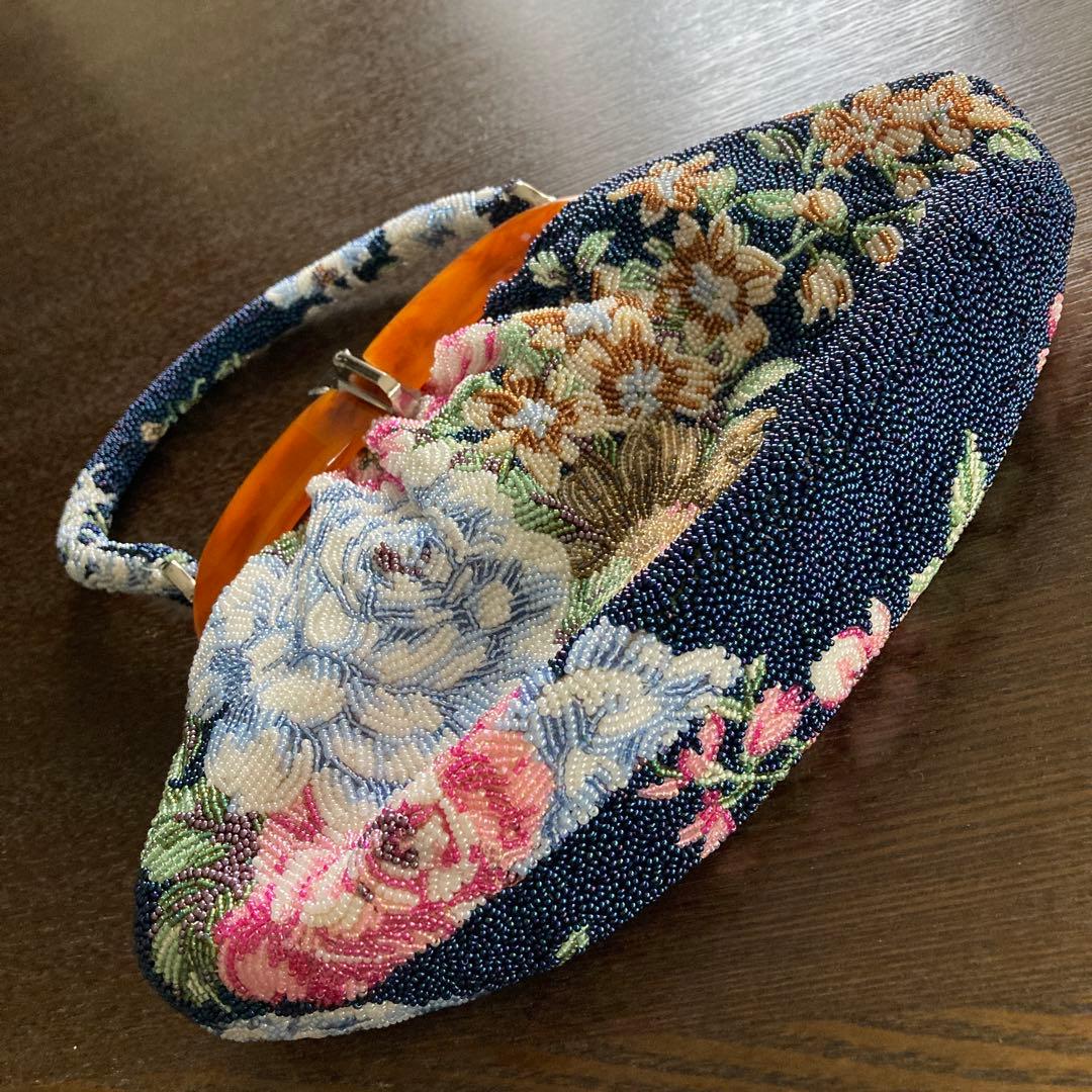 総ビーズバッグ　昭和レトロ　和装　がま口