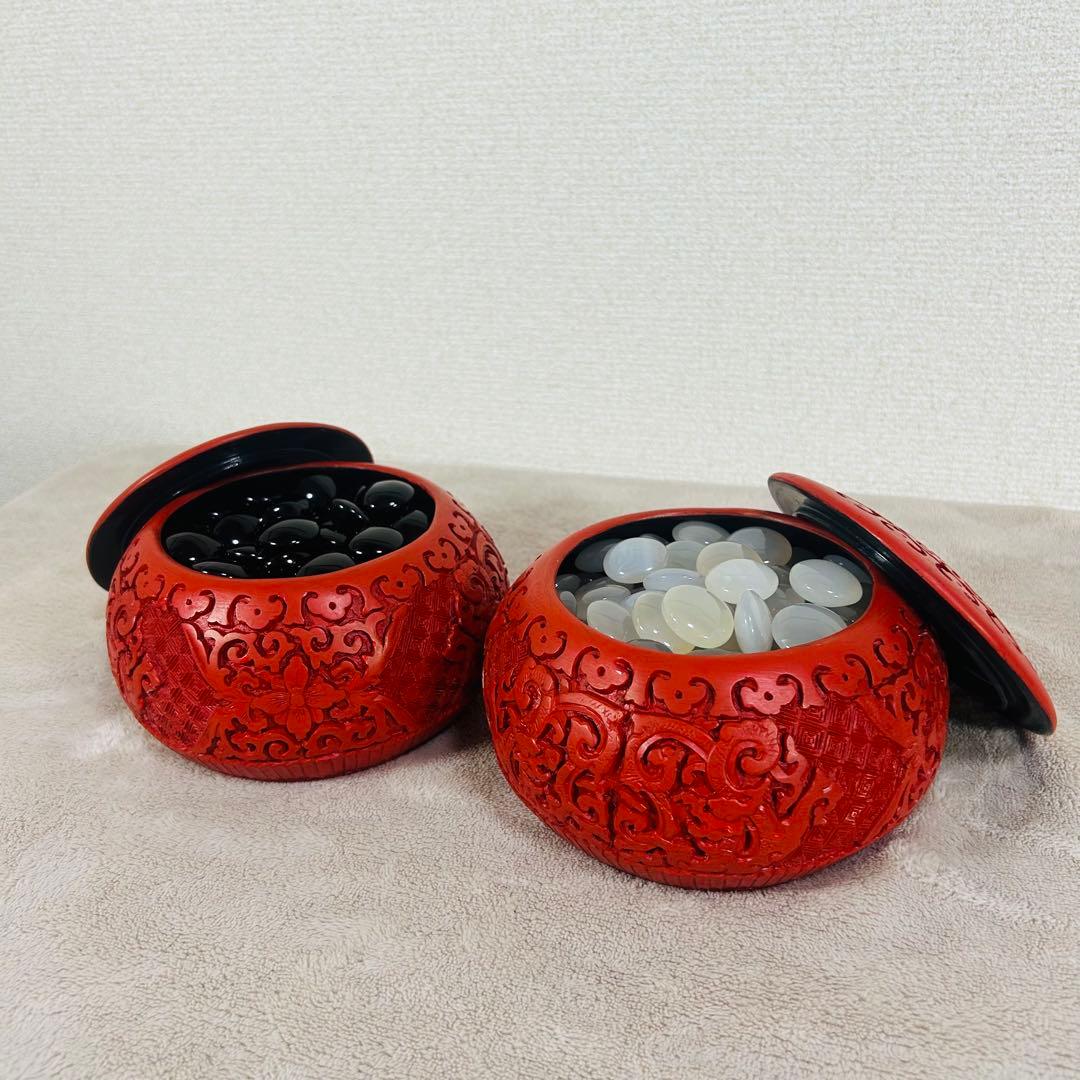 【希少】瑪瑙　めのう　碁石　天然石　白180 黒180