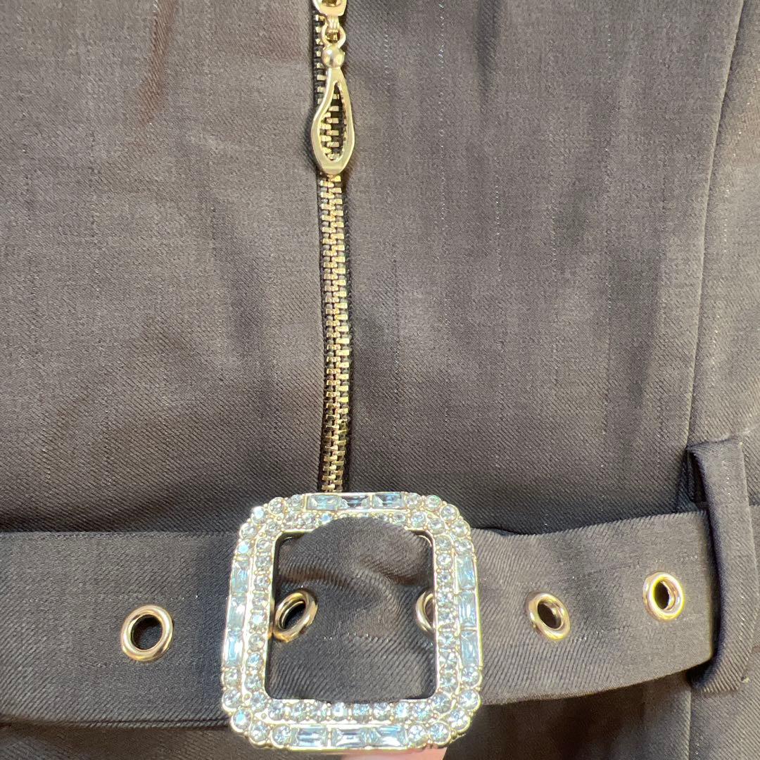 【JEWELS】シアーロングスリーブベルトミニドレス/キャバドレス