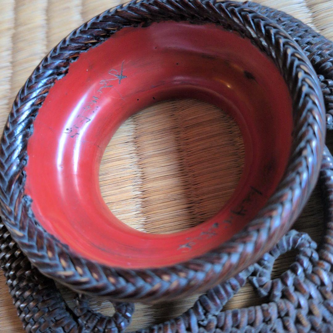 天目台　竹編　朱塗