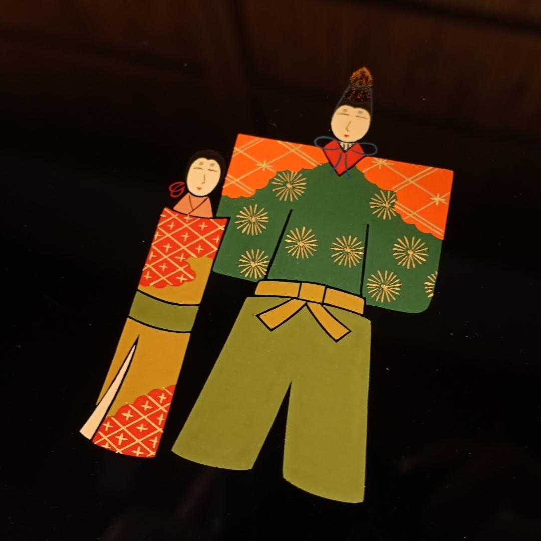 輪島塗 最高峰 慶塚 黒塗 図替 立雛蒔絵 銘々皿 5客 共箱