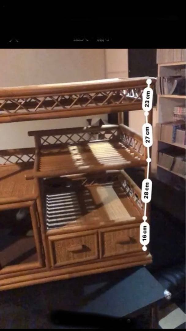 希少♦️ラタン 高級 キャビネット♦️ガラス扉付 ヴィンテージ 飾り棚♦️送料込