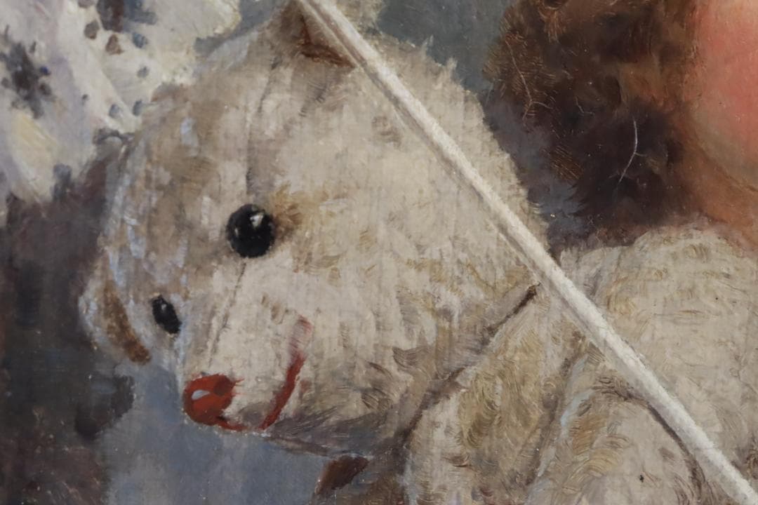 真作保証 西洋美術 ヨーロッパ絵画 「少女と女性」油彩20号 18～19世紀古画