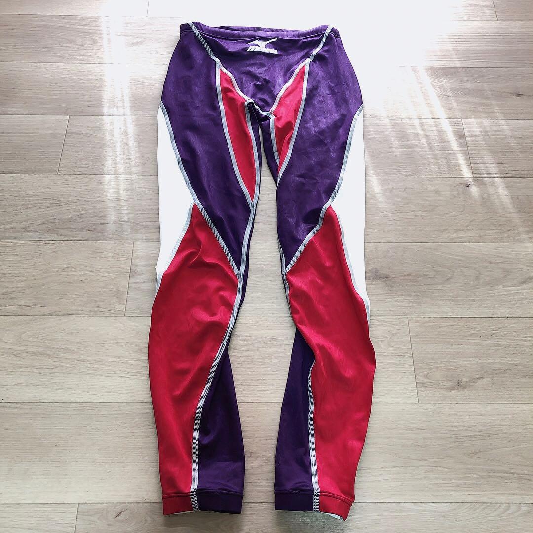 Mizuno 競泳水着 アクセルスーツ ロングスパッツ 紫 赤 Lサイズ