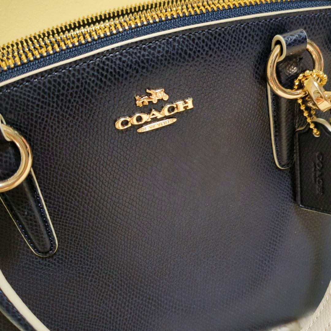 美品　COACH ネイビー レザー ショルダーバッグ f37762 2way