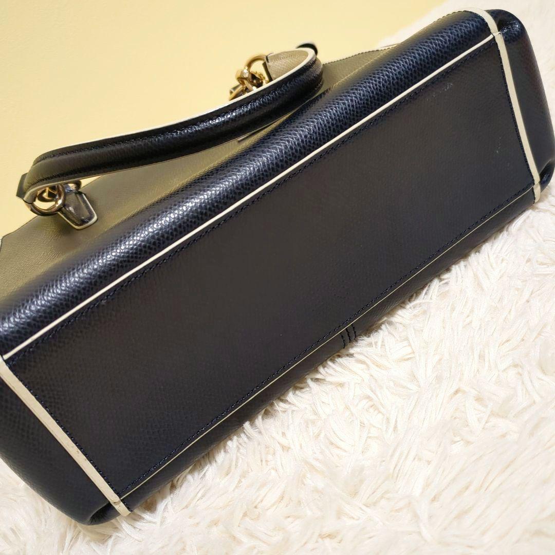 美品　COACH ネイビー レザー ショルダーバッグ f37762 2way