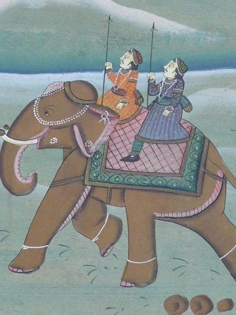 手描きの素晴らしいインドのプリミティブ絵画です　大変古いものです