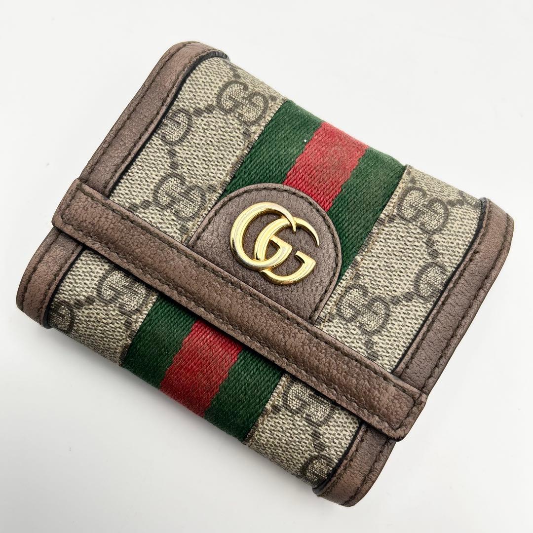 希少✨ グッチ 三つ折り財布 オフィディア GGマーモント シェリーライン