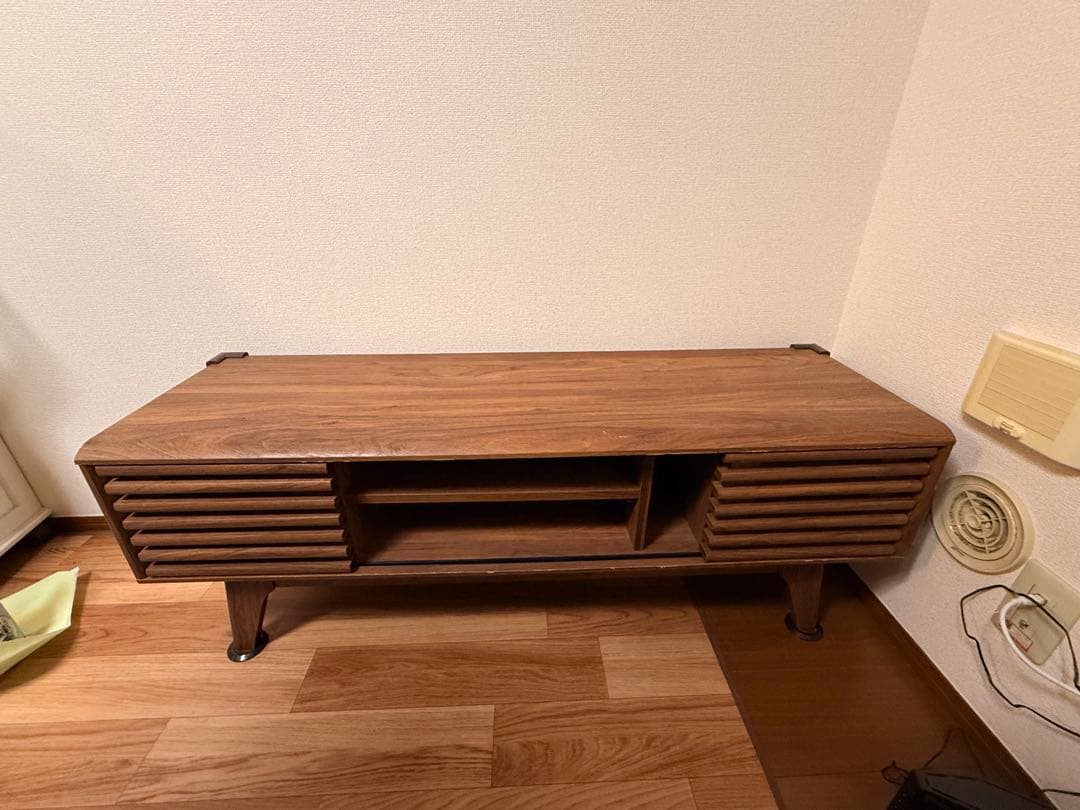 【値下げ中】木製テレビ台 スラットデザイン ブラウン