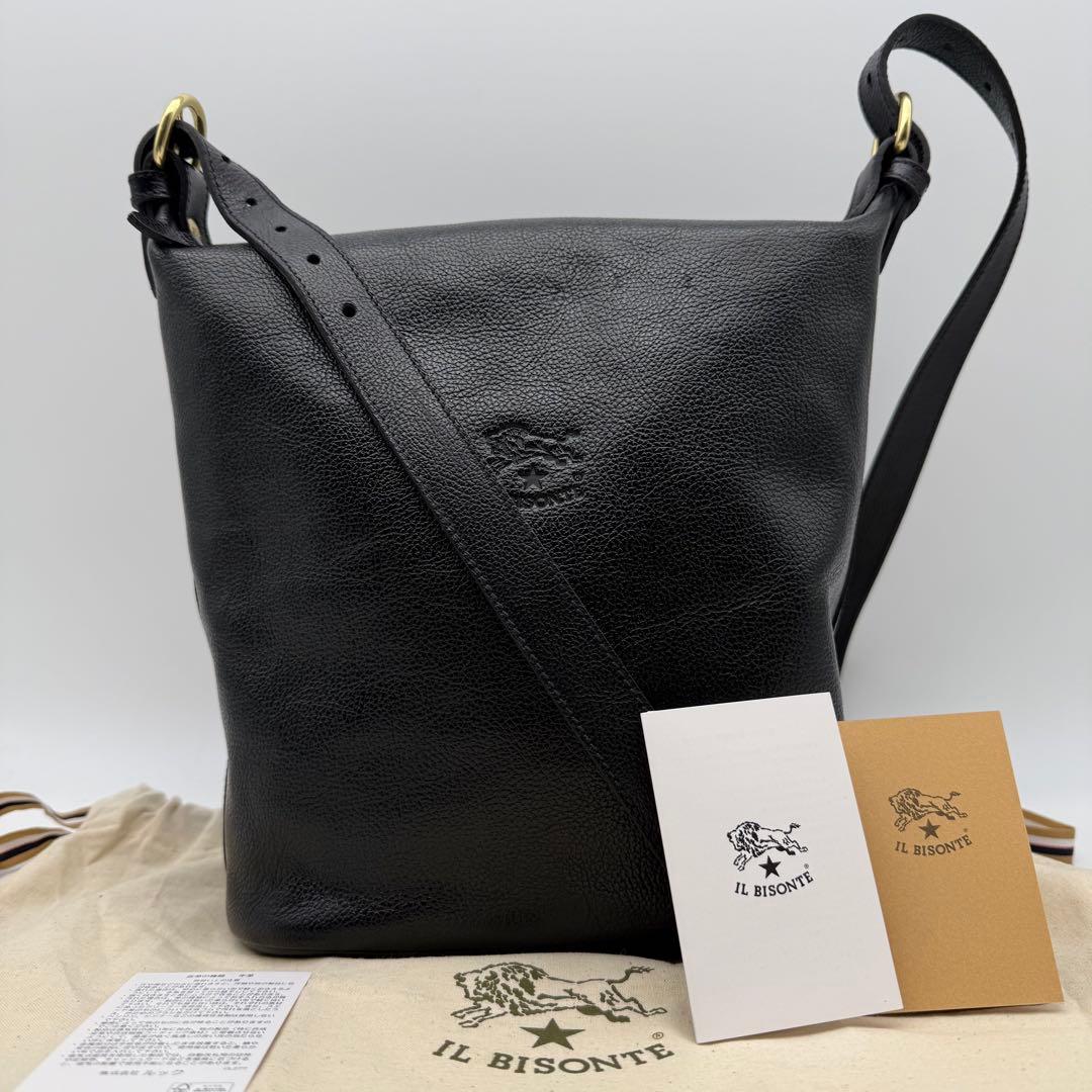 【未使用級】イルビゾンテ レザーショルダーバッグ バケツ ブラック 黒
