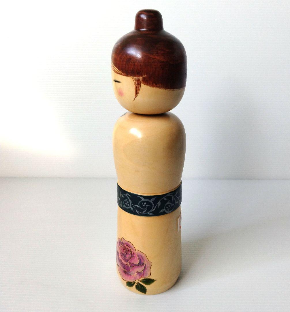 こけし 創作こけし 大内裕子工人 近代こけし 薔薇 工芸品 大き目 31,5cm