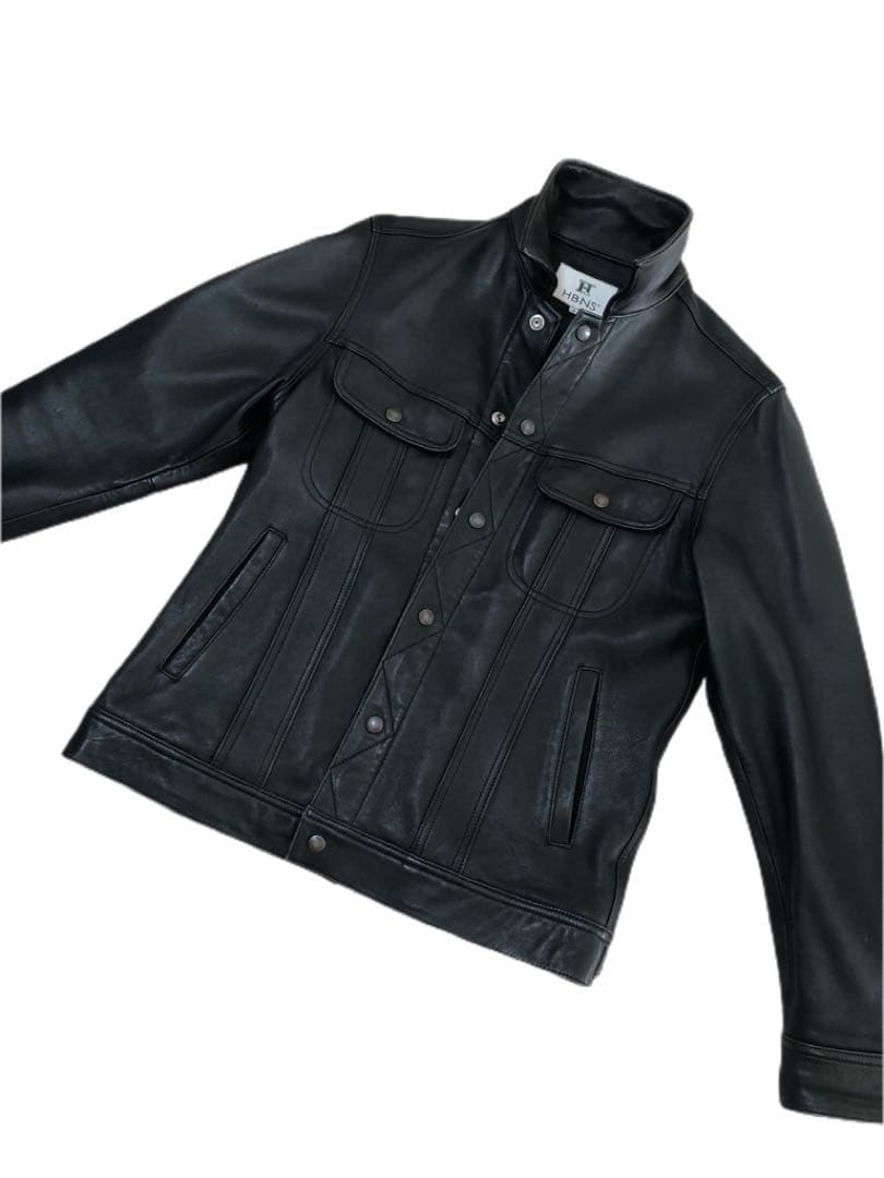 羊革/レザージャケット/ブラック/美品/ライダース/HBNS/ハバノス