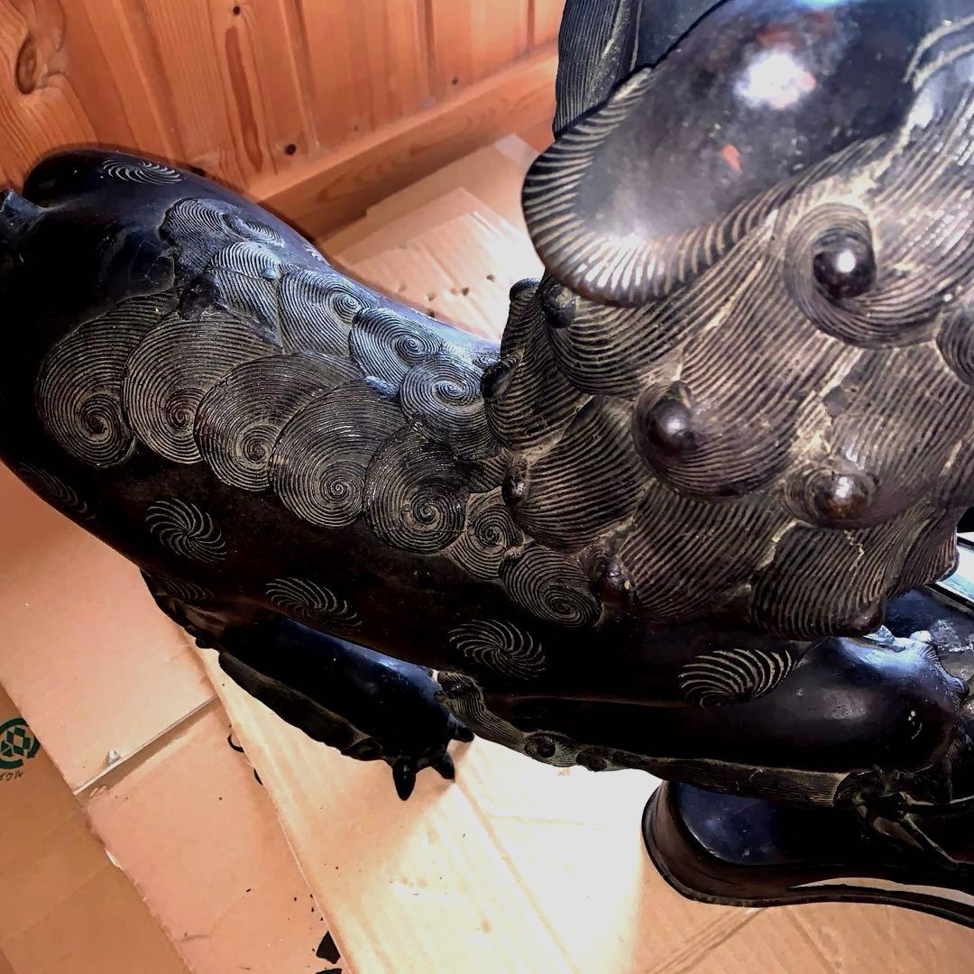 アンティーク 鋳物 大型 玉獅子 香炉シーサー 約18kg 骨董品
