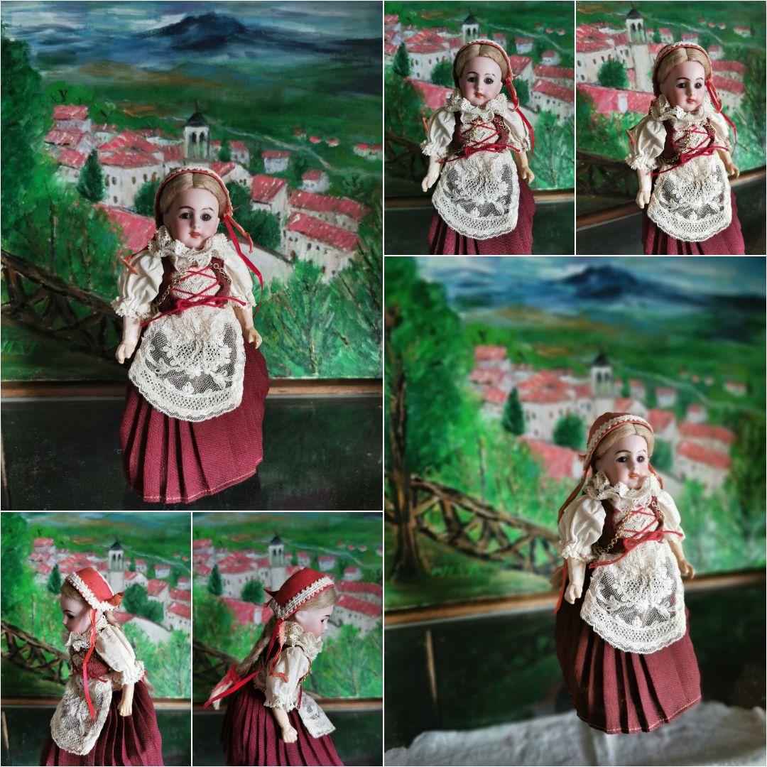 アンティークビスクドール シモンハルビック ハイジ１号紫茶ガラスアイ チロル衣装