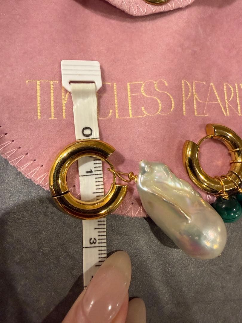 TimelessPearlyタイムレスパーティーブロックパールマラカイトピアス