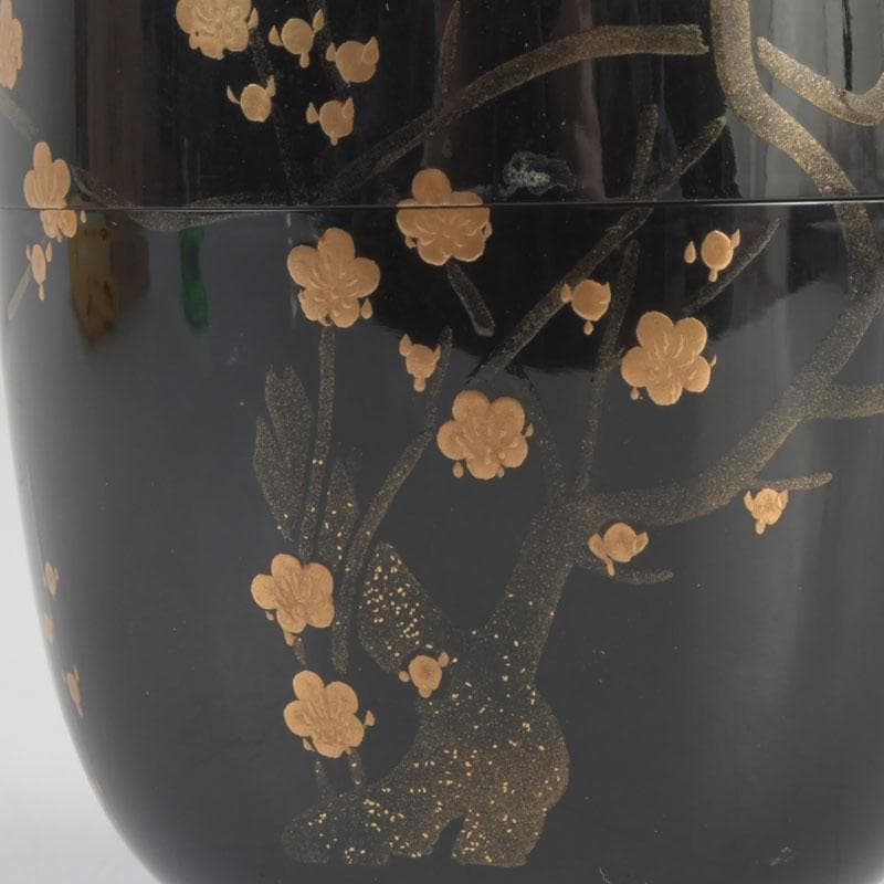 茶道具　加賀蒔絵師　中村宗尹作　梅月蒔絵　中棗　共箱　V　9638