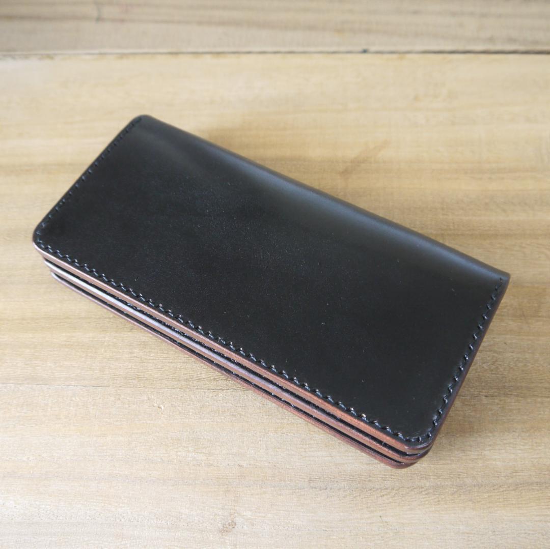 ヌメ革　栃木レザー　サドルレザー　赤タグ付き　トラッカーウォレット　黒