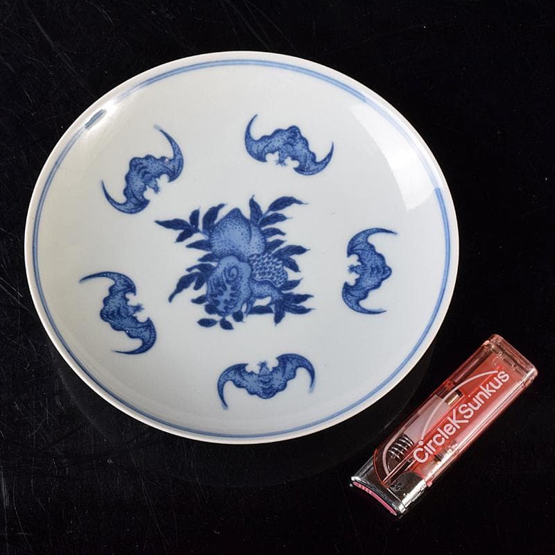 中国　青花　蝙蝠果実文盤　皿　C　8212E