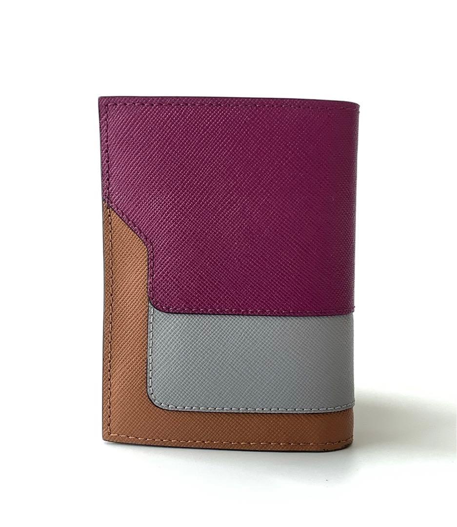 新品★マルニ★MARNlサフィアーノバイフォールドウォレット２つ折り財布★茶系