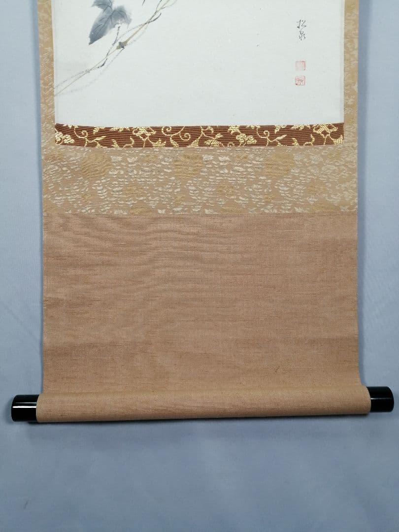 【茶道具】大徳寺　雪尾要道和尚筆　朝顔画賛『雲遥々』　茶掛　掛軸 軸C174