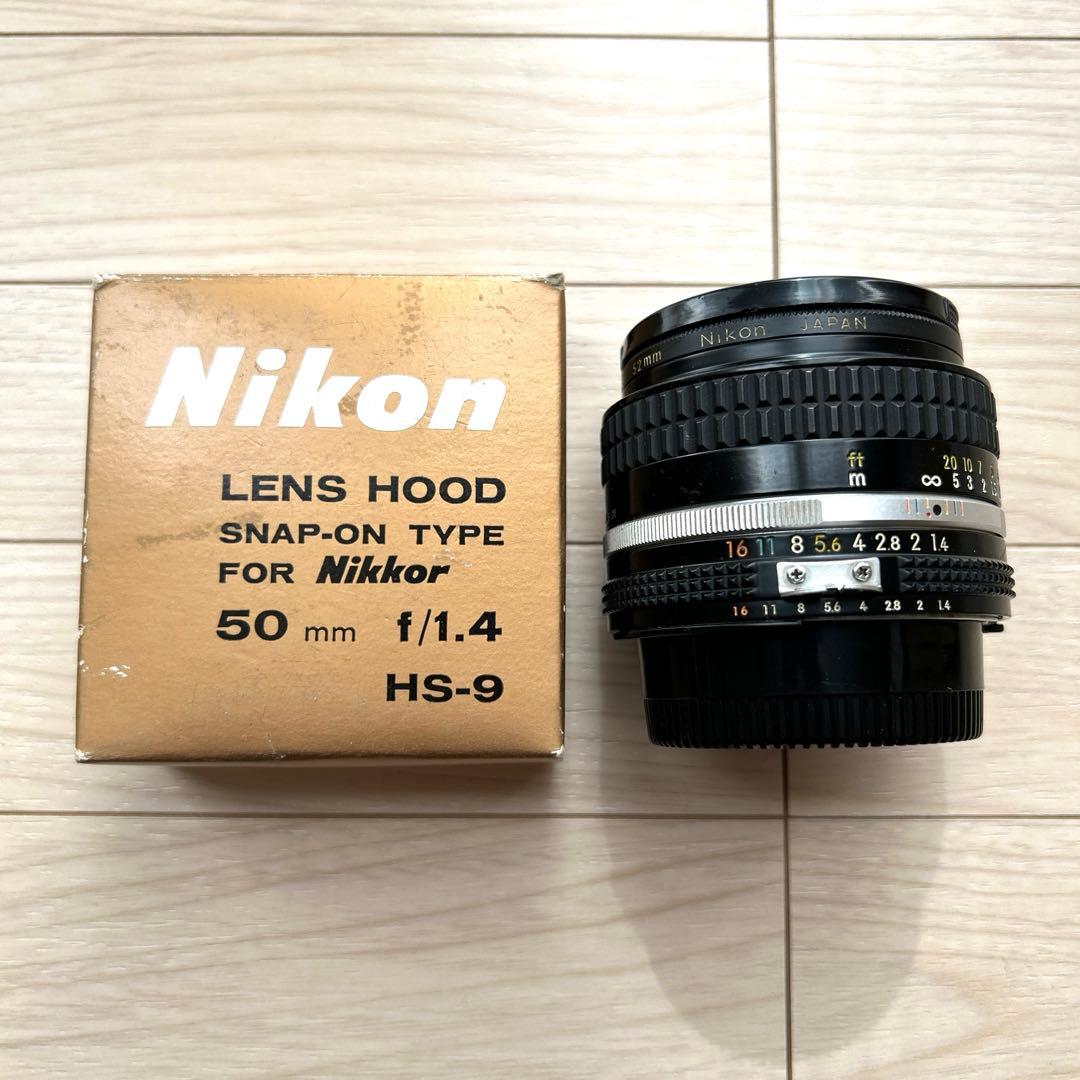 Nikon NIKKOR 50mm 1:1.4 HS-9 未使用レンズフード付き