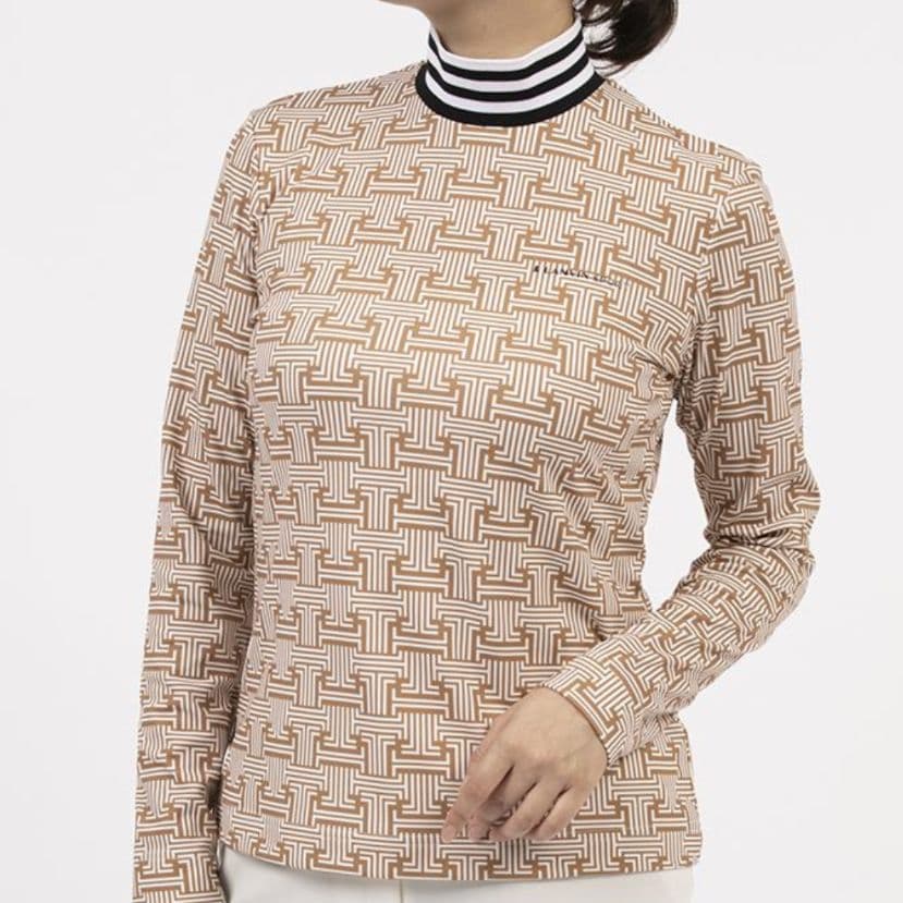 【新品】ランバン スポール モノグラム柄 モックネック 長袖シャツ（サイズ42）