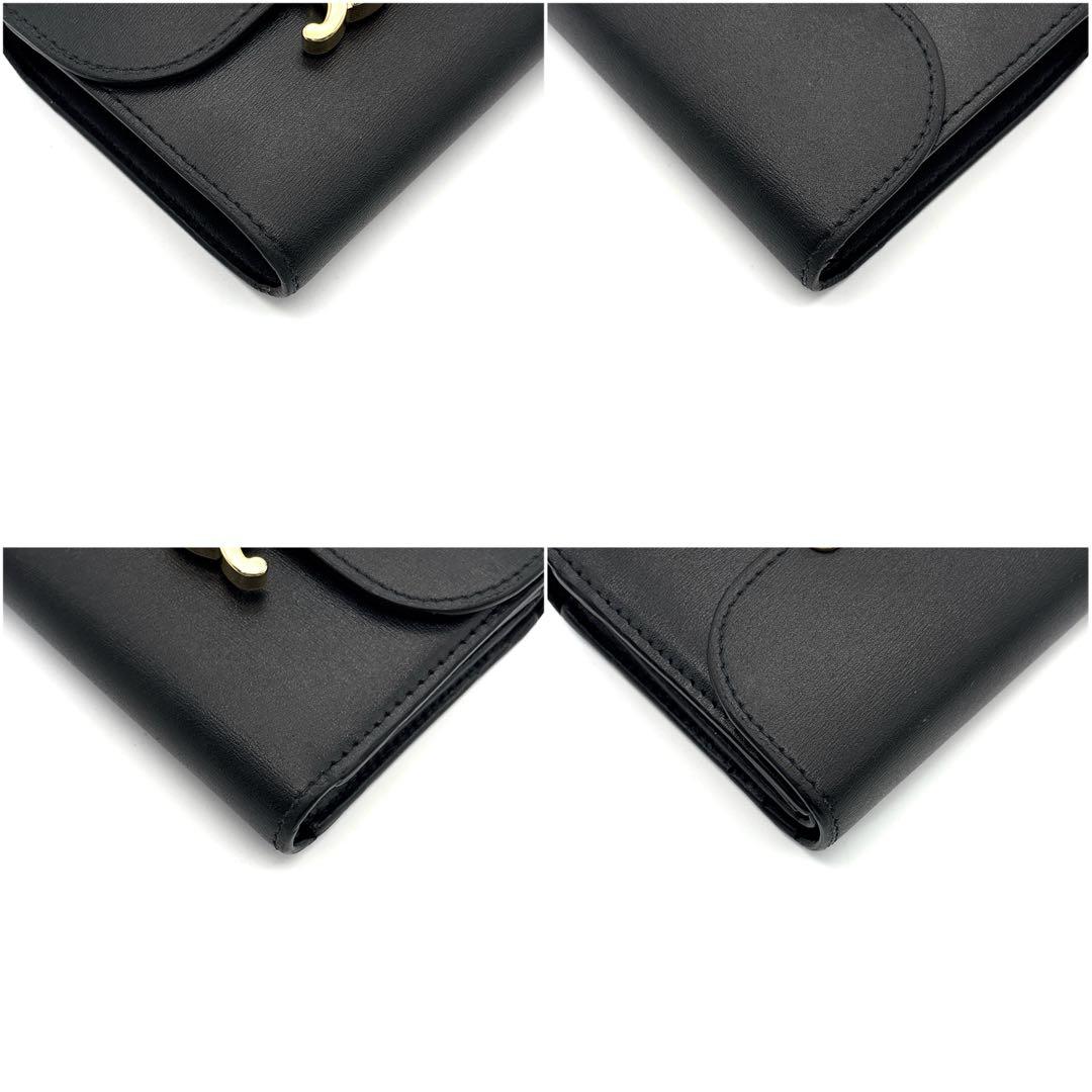 現行◆CELINE 三つ折り財布 トリオンフ コンパクトウォレット ブラック