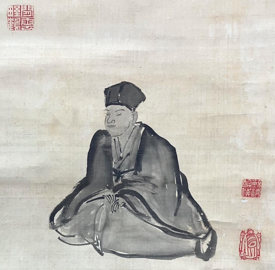 山内容堂／土佐藩主「自画賛」掛軸 絖本：幕末 明治維新