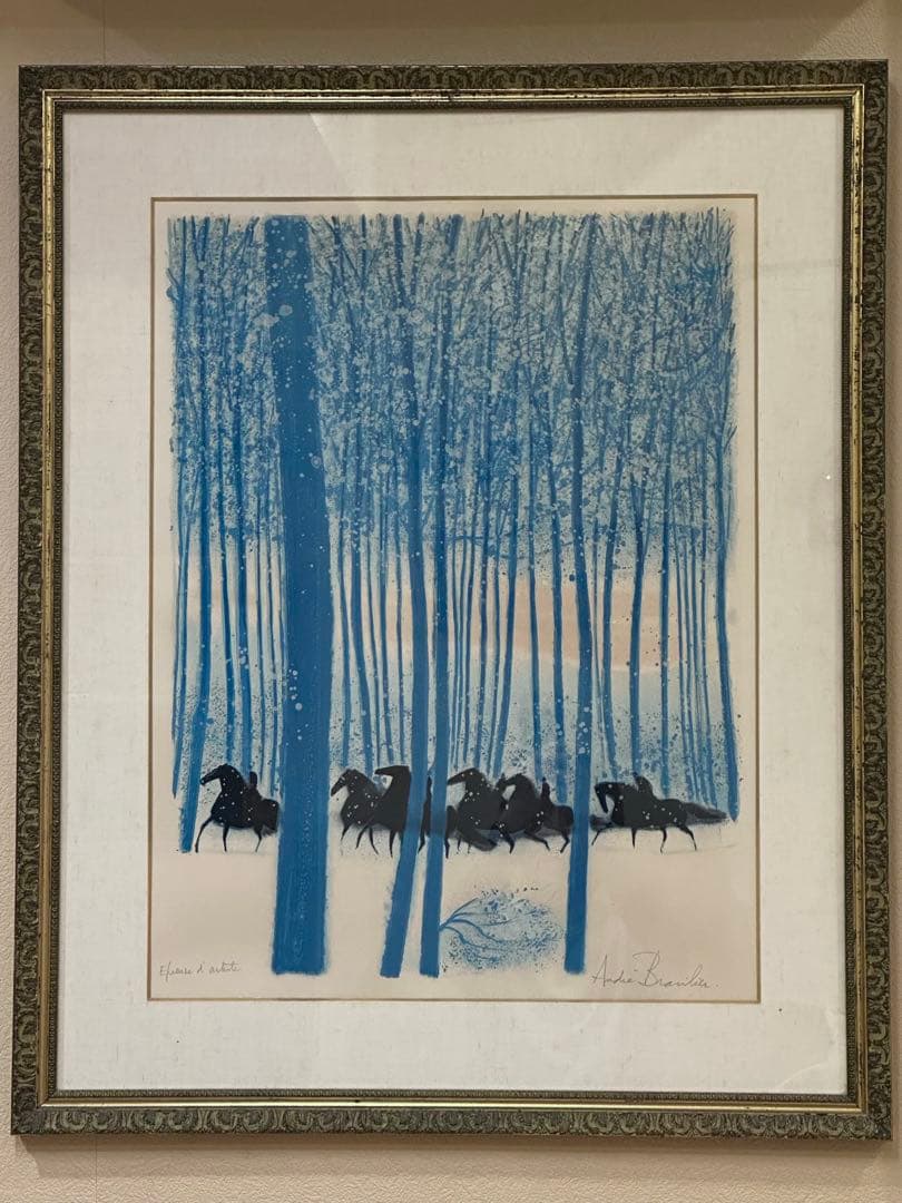 アンドレ・ブラジリエ リトグラフ水色の森