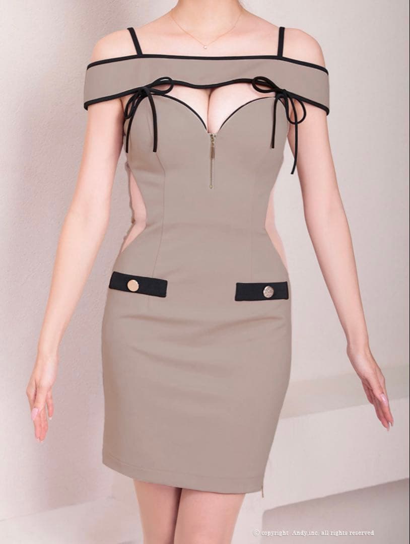 Sugar ドレス シュガー アンディ オフショル ベージュドレス Mサイズ