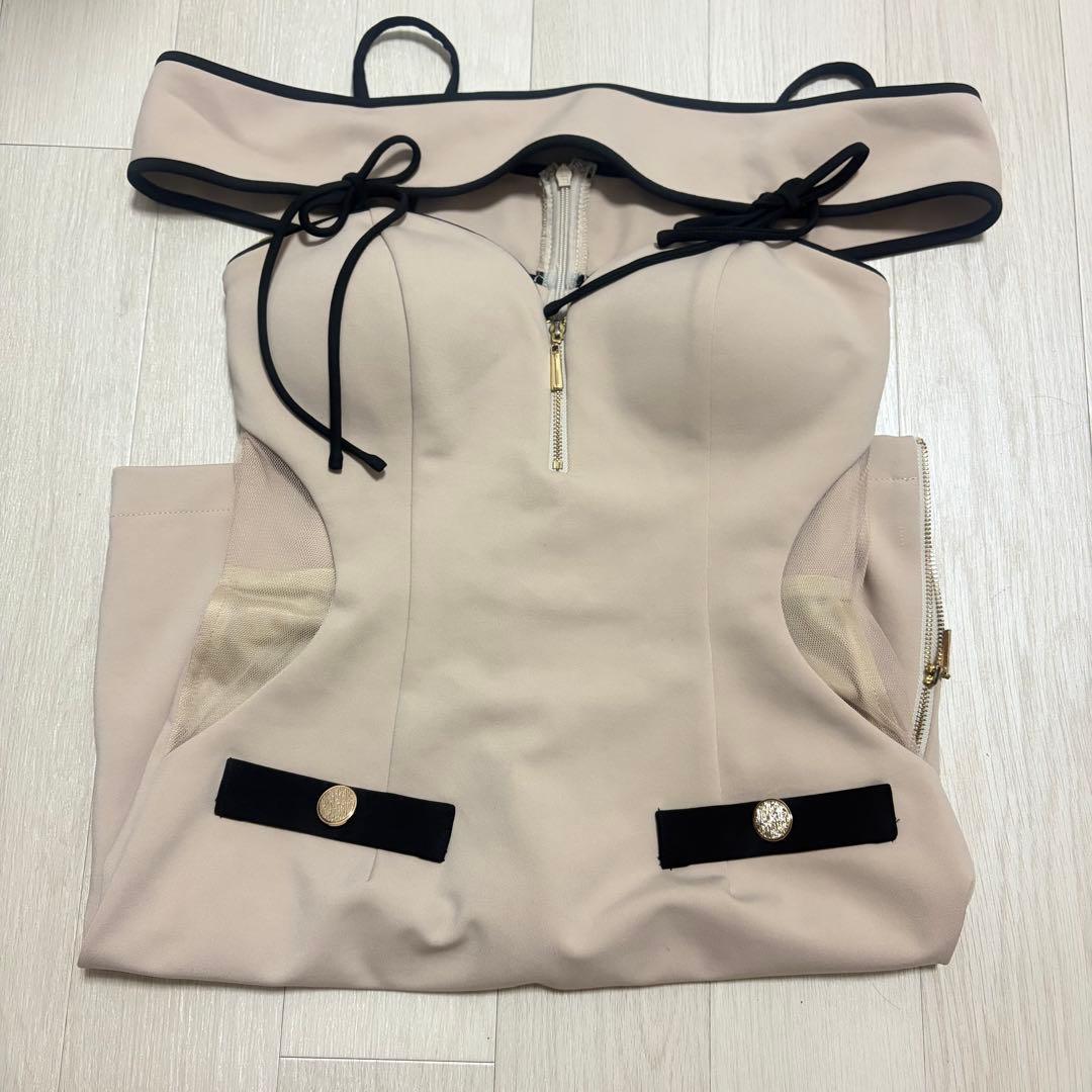 Sugar ドレス シュガー アンディ オフショル ベージュドレス Mサイズ