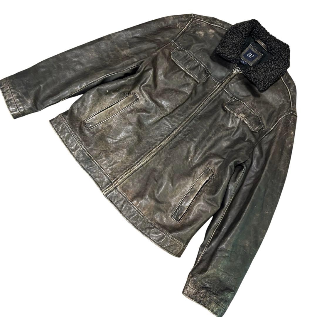 【ああああ】OLDGAP レザージャケット　ダークブラウン　ダメージ加工