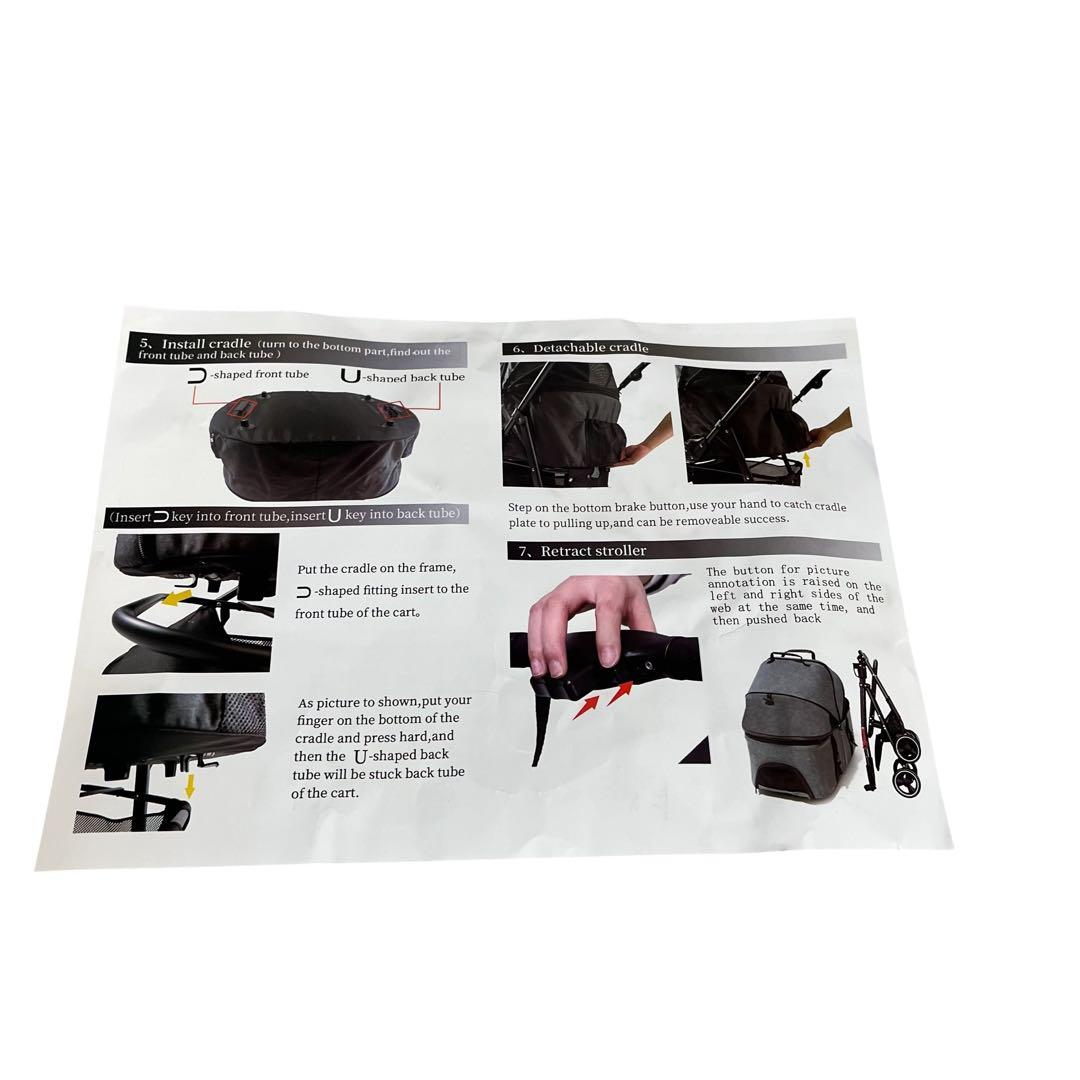 【新品】ペット用バギー 小型犬〜中型犬対応 折りたたみ式 取外可能 グレー