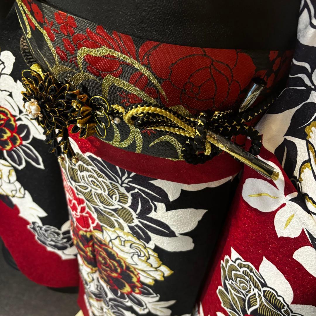 美品　銀通し　染分け　薔薇　金彩　逸品　振袖　フルセット 振り袖