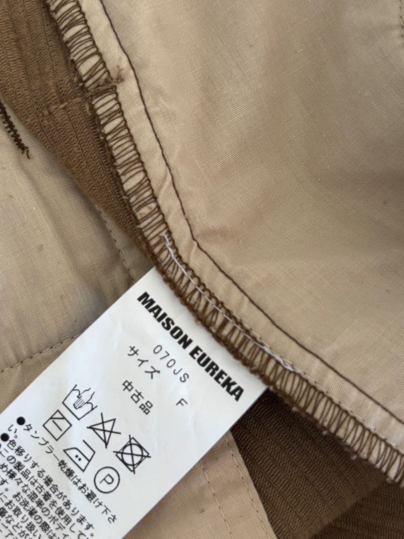 メゾンエウレカ ブラウン コーデュロイ ワイドパンツ